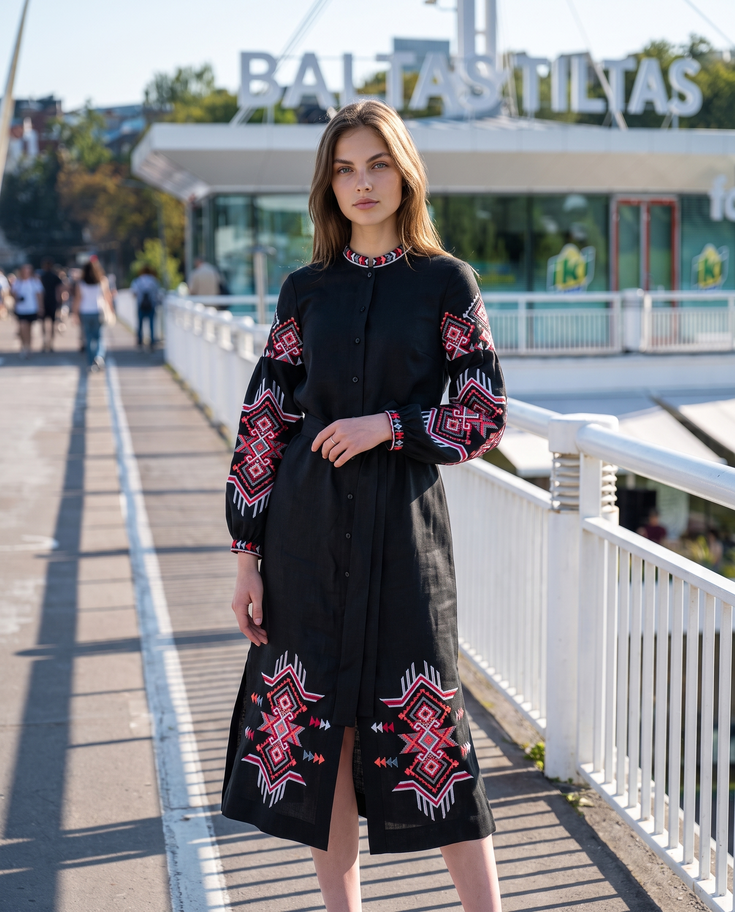 Vyshyvanka dress "Teren" black
