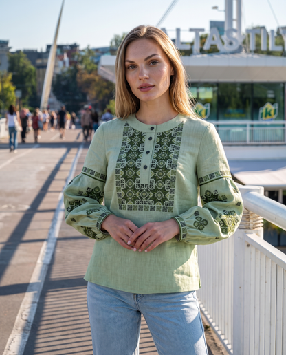 Вишиванка  "Verbena" зелена