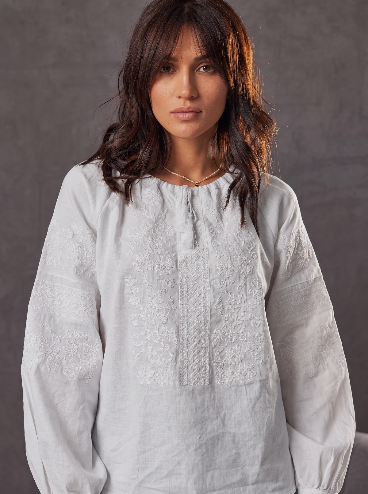 Embroidered vyshyvanka blouse with traditional Ukrainian ornament, women's long sleeve, photo 3