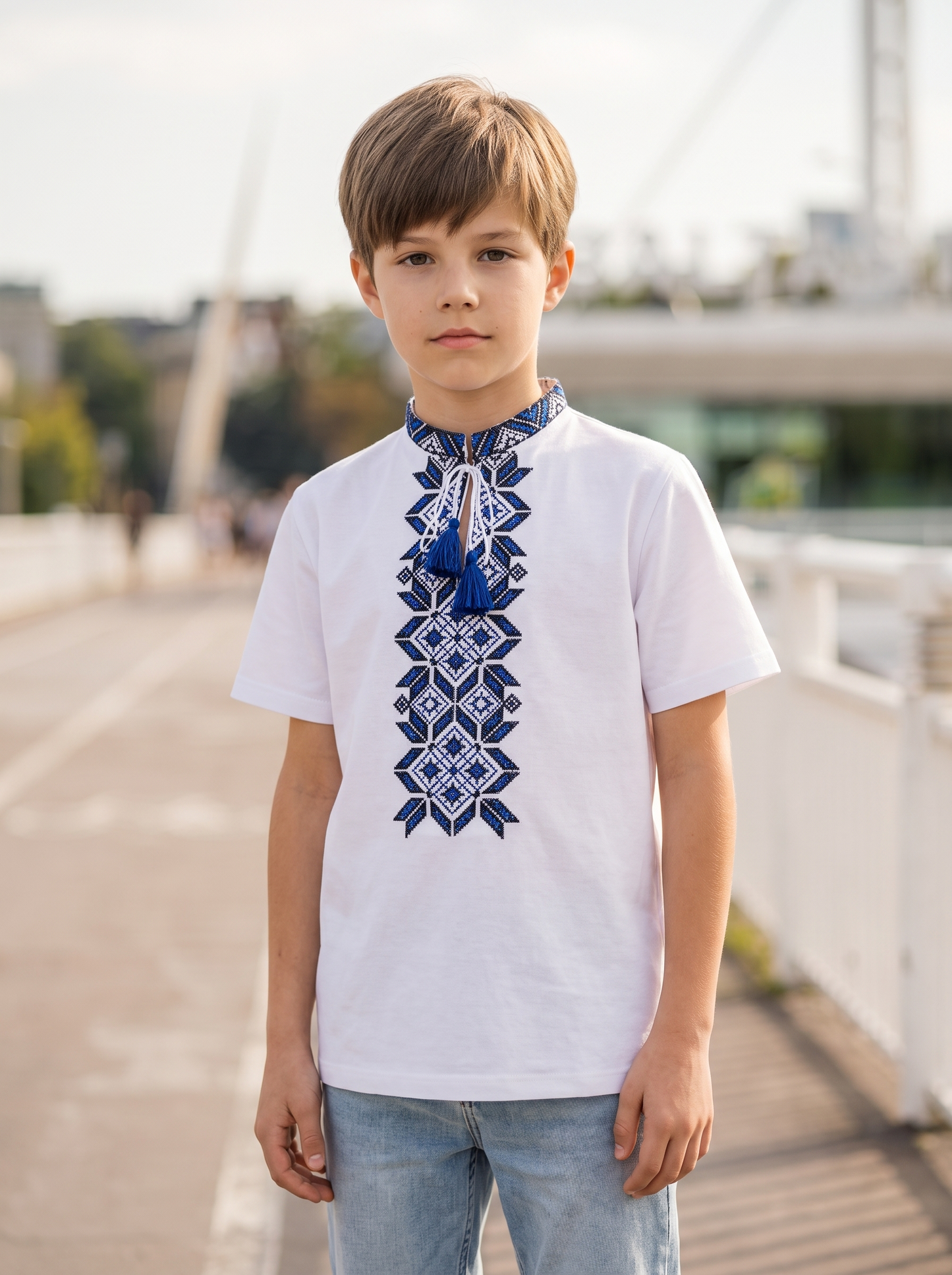 T-Shirt "Mark" white & blue