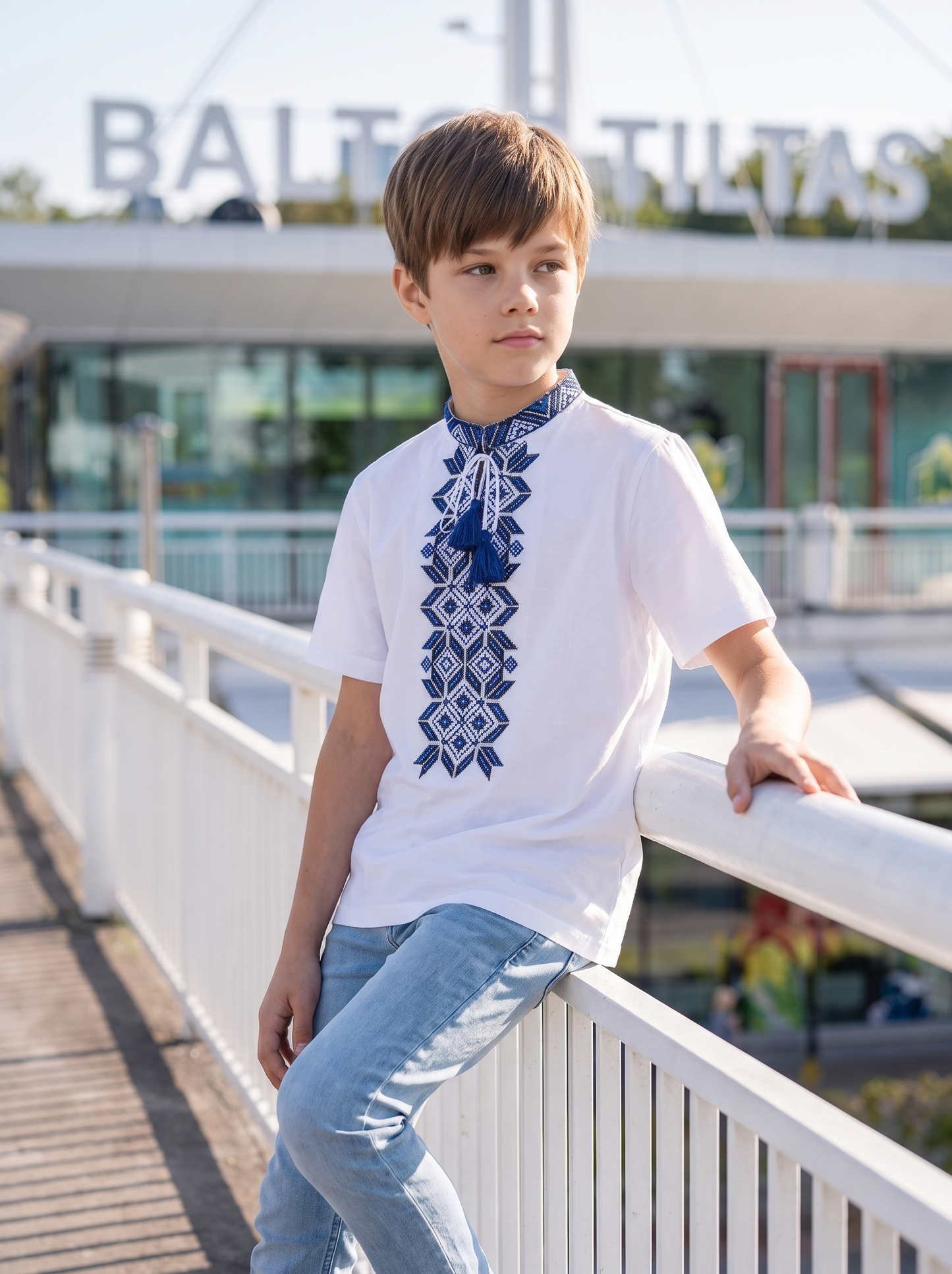 T-Shirt "Mark" white & blue
