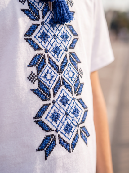 T-Shirt "Mark" white & blue