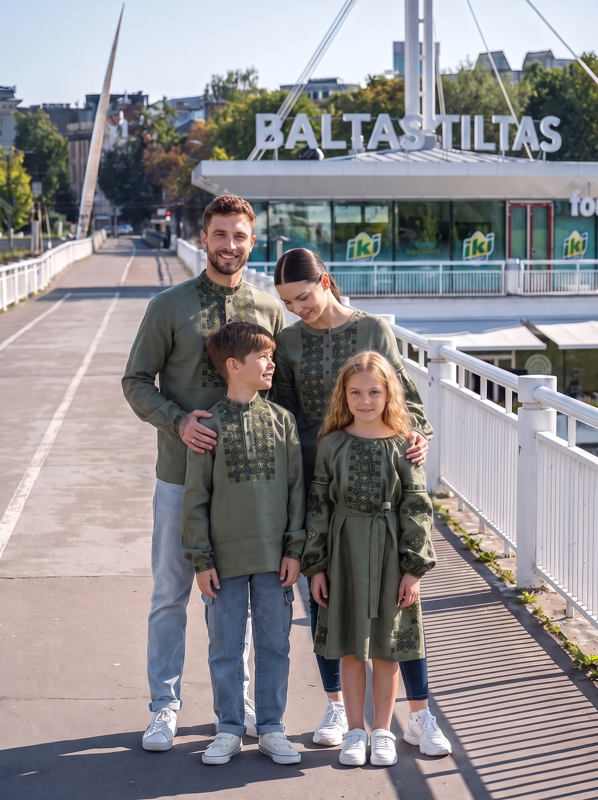 Family Set "Zelen" – blouse olive, green with ornament embroidery (linen), photo 3