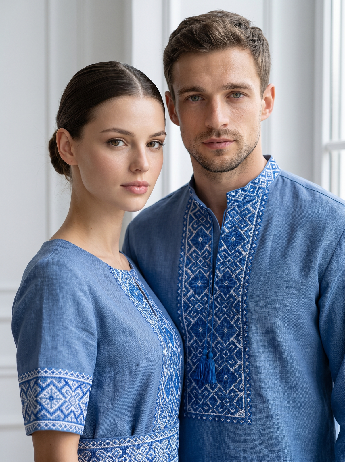 Family set Linen " Nebisniy" – šeimos vyšyvankų komplektas mėlynas (lininis), photo 3