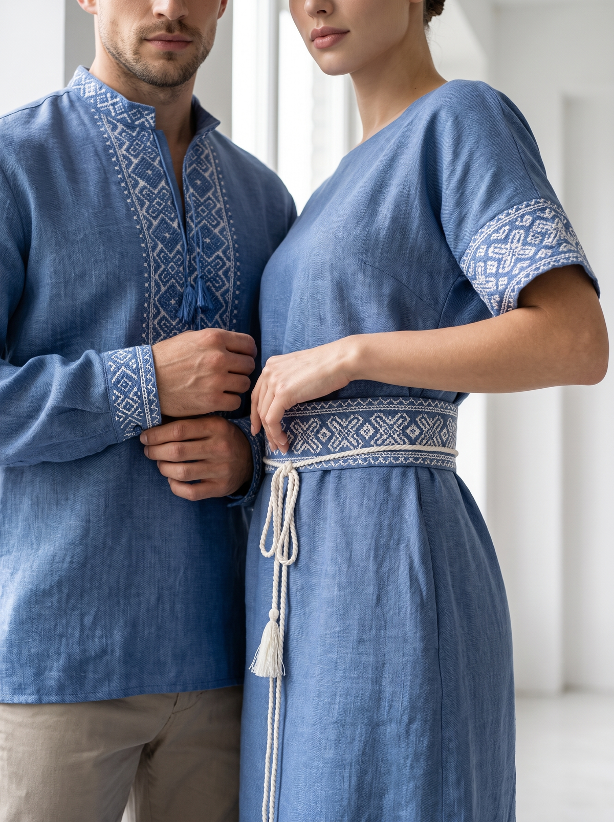 Family set Linen " Nebisniy" – šeimos vyšyvankų komplektas mėlynas (lininis), photo 4