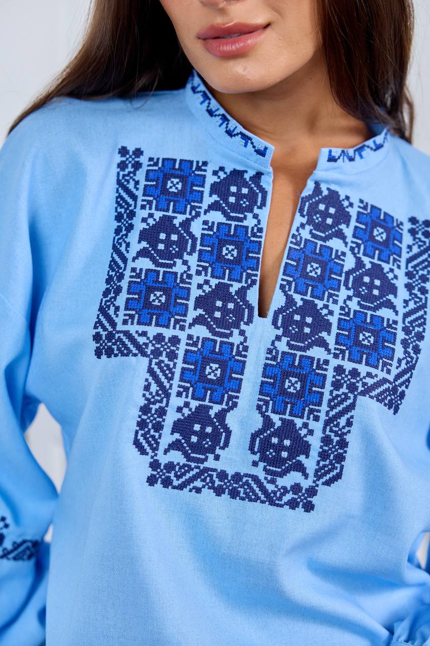 Vyshyvanka "Maya" light blue