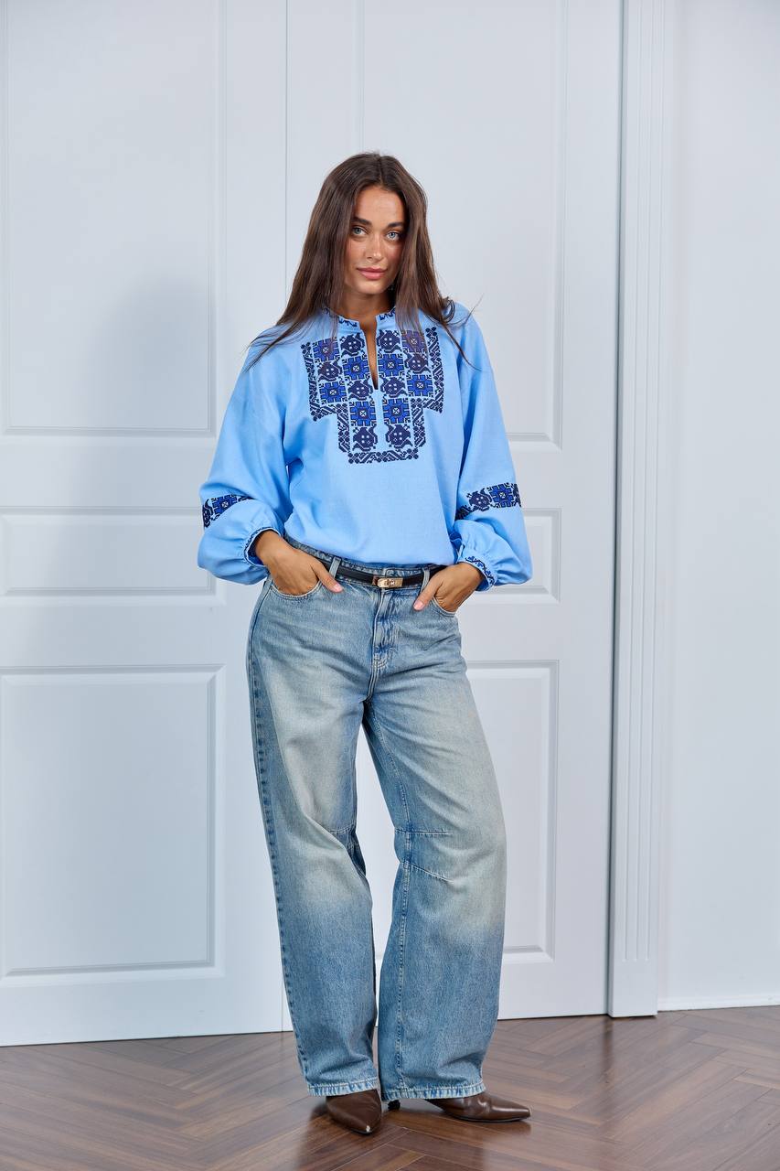 Vyshyvanka "Maya" light blue