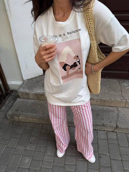 T-shirt "Life is a balance" milk
