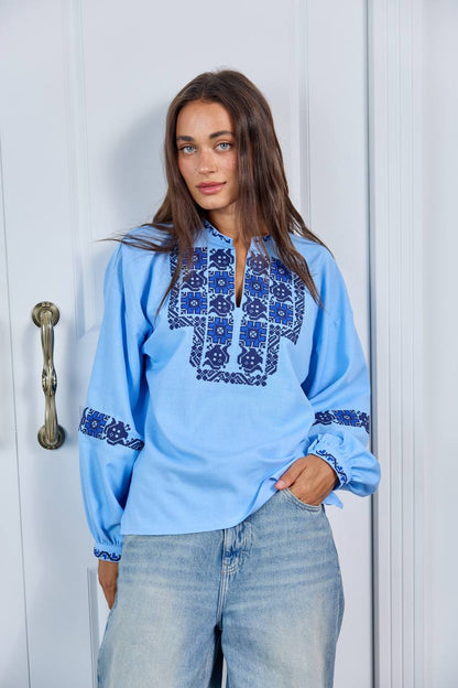 Vyshyvanka "Maya" light blue