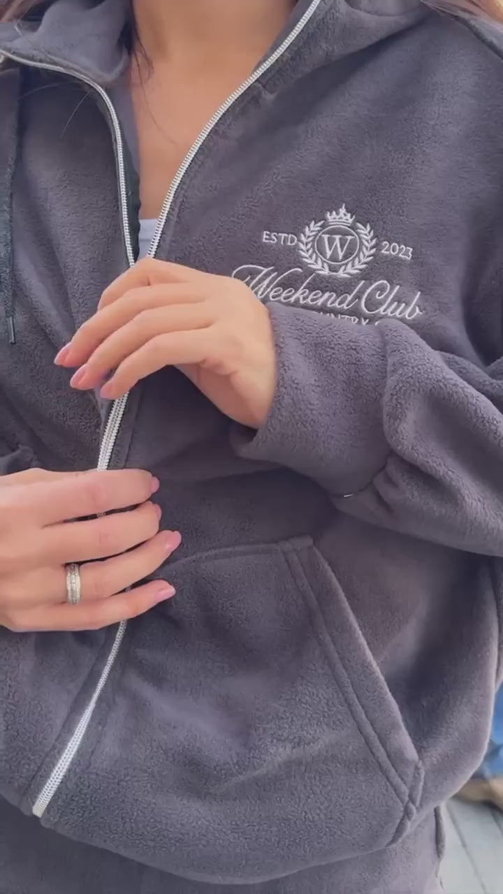Graphite fleece tracksuit with embroidery - video
