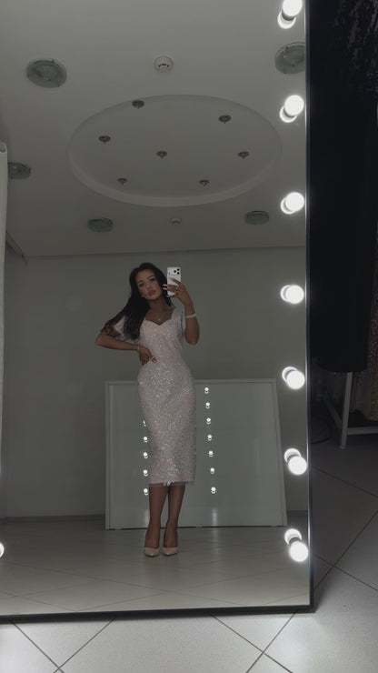 Linda pink embroidered midi dress - video